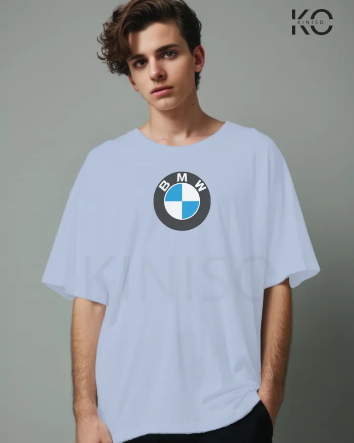 Image of Sky Blue color drop shoulder t-shirt with BMW M3 Print for men at reasonable price